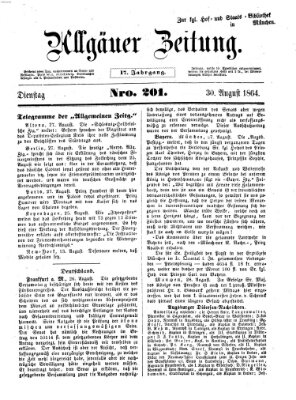 Allgäuer Zeitung Dienstag 30. August 1864