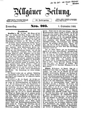 Allgäuer Zeitung Donnerstag 1. September 1864