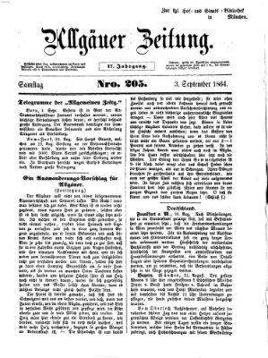 Allgäuer Zeitung Samstag 3. September 1864