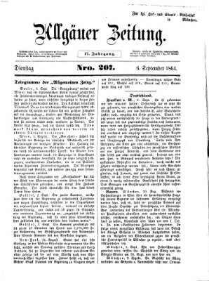 Allgäuer Zeitung Dienstag 6. September 1864