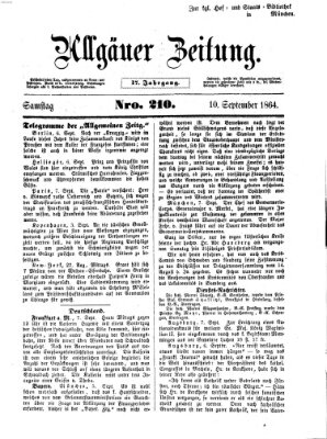 Allgäuer Zeitung Samstag 10. September 1864