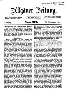 Allgäuer Zeitung Dienstag 13. September 1864