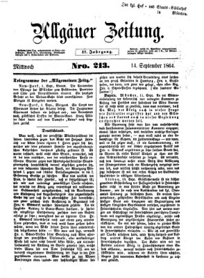 Allgäuer Zeitung Mittwoch 14. September 1864