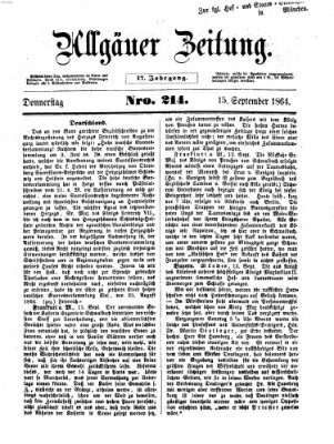 Allgäuer Zeitung Donnerstag 15. September 1864