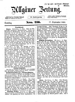 Allgäuer Zeitung Samstag 17. September 1864