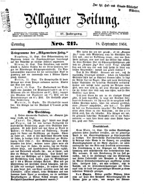 Allgäuer Zeitung Sonntag 18. September 1864