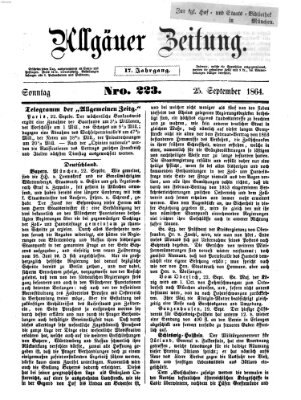 Allgäuer Zeitung Sonntag 25. September 1864