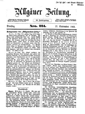 Allgäuer Zeitung Dienstag 27. September 1864