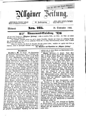 Allgäuer Zeitung Mittwoch 28. September 1864