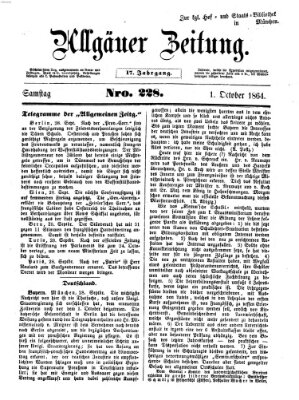 Allgäuer Zeitung Samstag 1. Oktober 1864