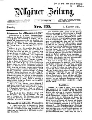 Allgäuer Zeitung Sonntag 9. Oktober 1864