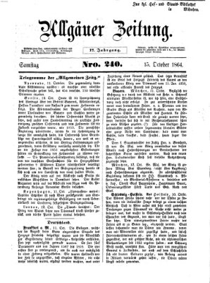 Allgäuer Zeitung Samstag 15. Oktober 1864