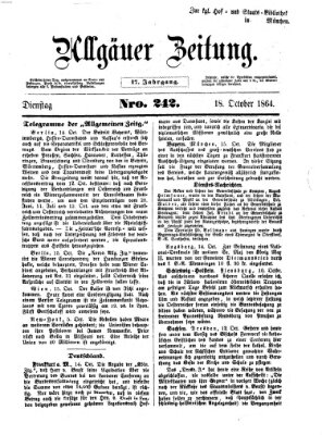 Allgäuer Zeitung Dienstag 18. Oktober 1864