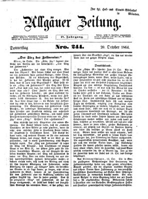 Allgäuer Zeitung Donnerstag 20. Oktober 1864