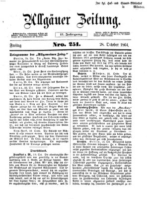 Allgäuer Zeitung Freitag 28. Oktober 1864