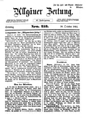 Allgäuer Zeitung Sonntag 30. Oktober 1864