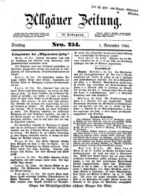 Allgäuer Zeitung Dienstag 1. November 1864