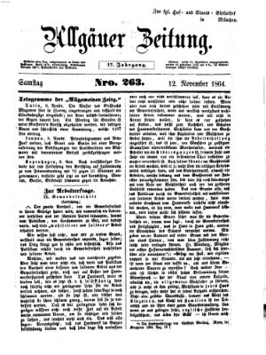 Allgäuer Zeitung Samstag 12. November 1864