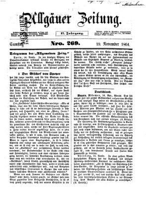 Allgäuer Zeitung Samstag 19. November 1864