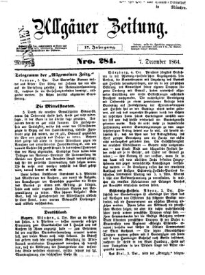 Allgäuer Zeitung Mittwoch 7. Dezember 1864