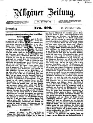 Allgäuer Zeitung Donnerstag 15. Dezember 1864