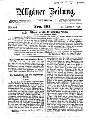 Allgäuer Zeitung Mittwoch 21. Dezember 1864