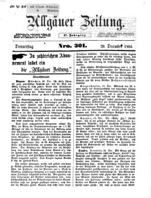 Allgäuer Zeitung Donnerstag 29. Dezember 1864