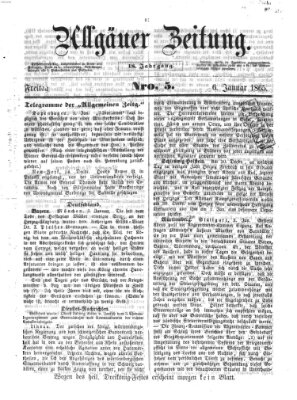 Allgäuer Zeitung Freitag 6. Januar 1865