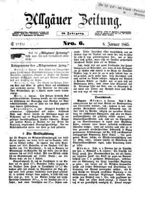 Allgäuer Zeitung Sonntag 8. Januar 1865