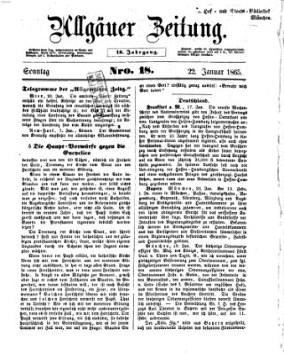 Allgäuer Zeitung Sonntag 22. Januar 1865