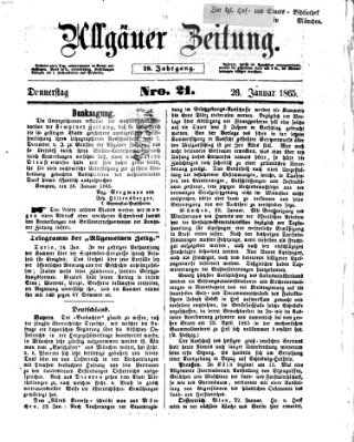 Allgäuer Zeitung Donnerstag 26. Januar 1865