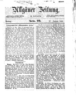 Allgäuer Zeitung Freitag 27. Januar 1865