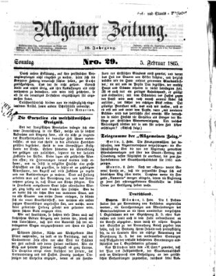 Allgäuer Zeitung Sonntag 5. Februar 1865