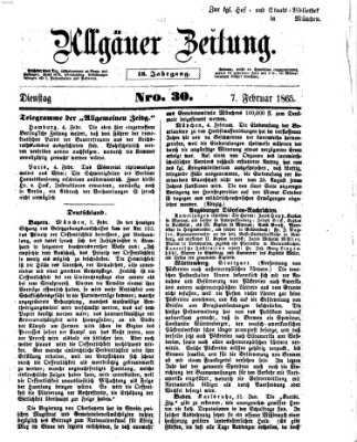 Allgäuer Zeitung Dienstag 7. Februar 1865