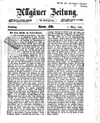 Allgäuer Zeitung Sonntag 5. März 1865