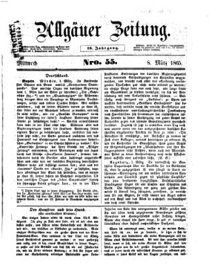 Allgäuer Zeitung Mittwoch 8. März 1865