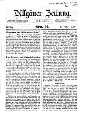 Allgäuer Zeitung Freitag 10. März 1865