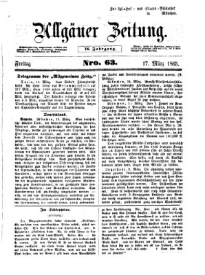 Allgäuer Zeitung Freitag 17. März 1865