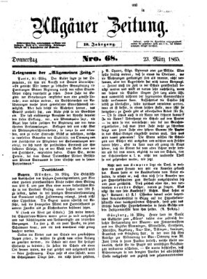 Allgäuer Zeitung Donnerstag 23. März 1865