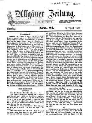 Allgäuer Zeitung Samstag 8. April 1865