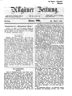 Allgäuer Zeitung Freitag 28. April 1865