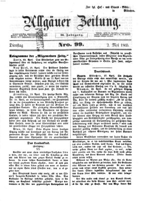 Allgäuer Zeitung Dienstag 2. Mai 1865