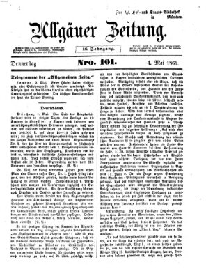 Allgäuer Zeitung Donnerstag 4. Mai 1865