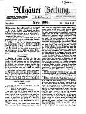 Allgäuer Zeitung Samstag 13. Mai 1865