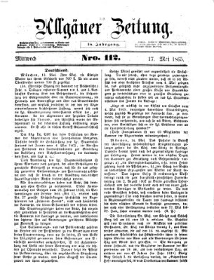 Allgäuer Zeitung Mittwoch 17. Mai 1865