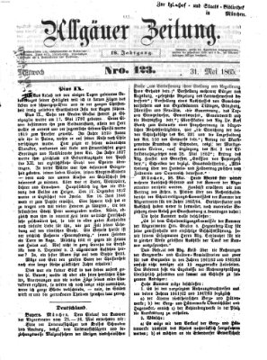 Allgäuer Zeitung Mittwoch 31. Mai 1865