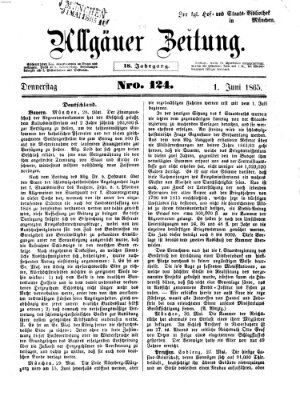 Allgäuer Zeitung Donnerstag 1. Juni 1865