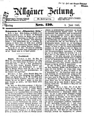 Allgäuer Zeitung Freitag 9. Juni 1865