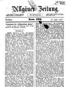 Allgäuer Zeitung Dienstag 13. Juni 1865