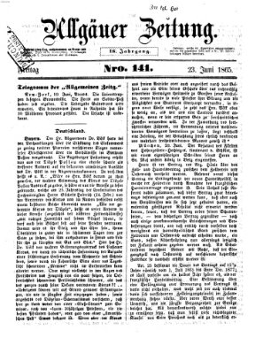 Allgäuer Zeitung Freitag 23. Juni 1865